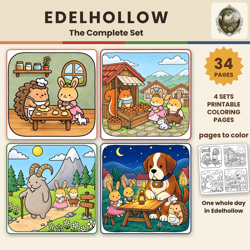 Complete Set, printable Edelhollow coloring pages on Etsy