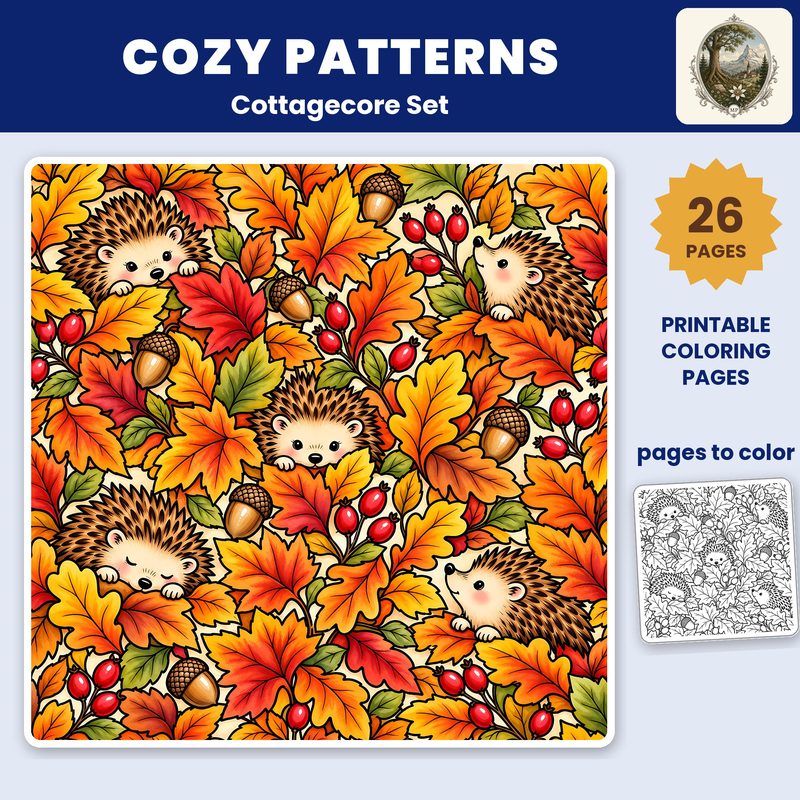 Cottagecore Set, printable coloring pages on Etsy
