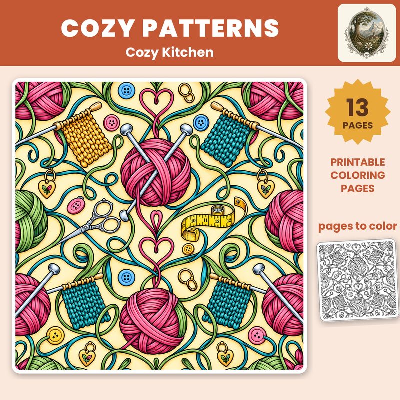 Cottagecore Kitchen, printable coloring pages on Etsy