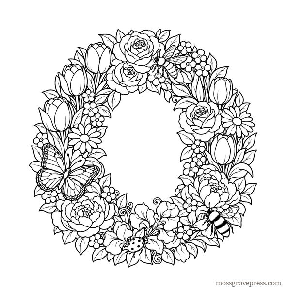 Garden Alphabet, inside page, line art