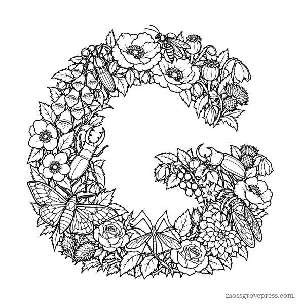 Gothic Alphabet, inside page, line art