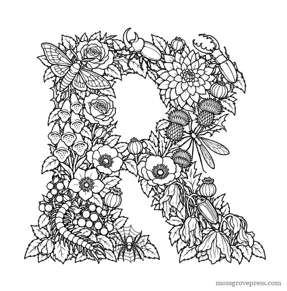 Gothic Alphabet, inside page, line art