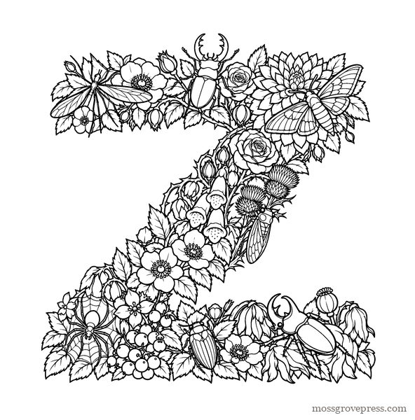 Gothic Alphabet, inside page, line art