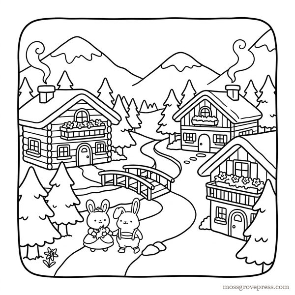 Cozy Mornings in Edelhollow, inside page, line art
