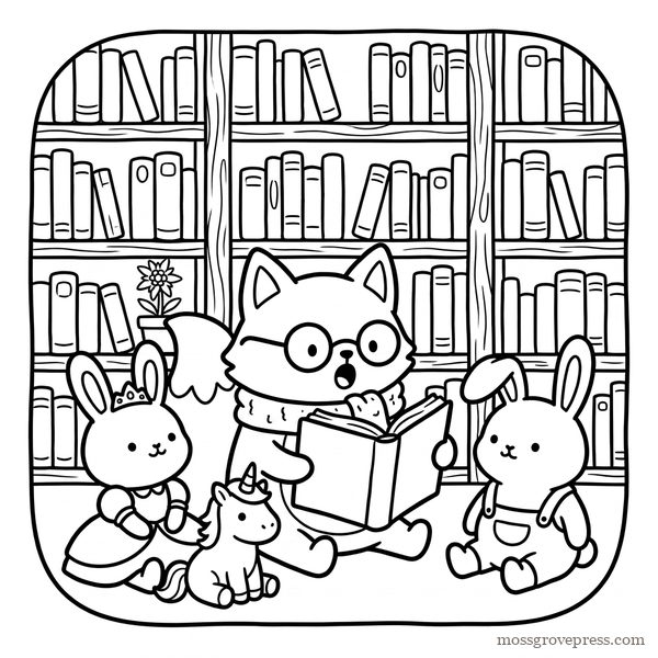 Cozy Mornings in Edelhollow, inside page, line art