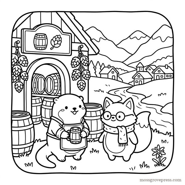 Cozy Mornings in Edelhollow, inside page, line art