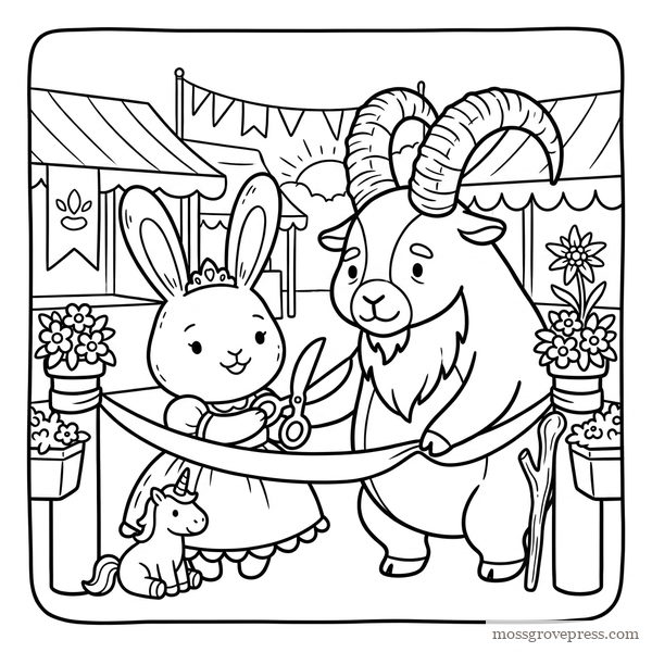 Market Day in Edelhollow, inside page, line art
