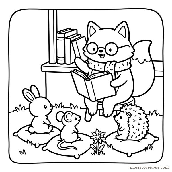 Market Day in Edelhollow, inside page, line art