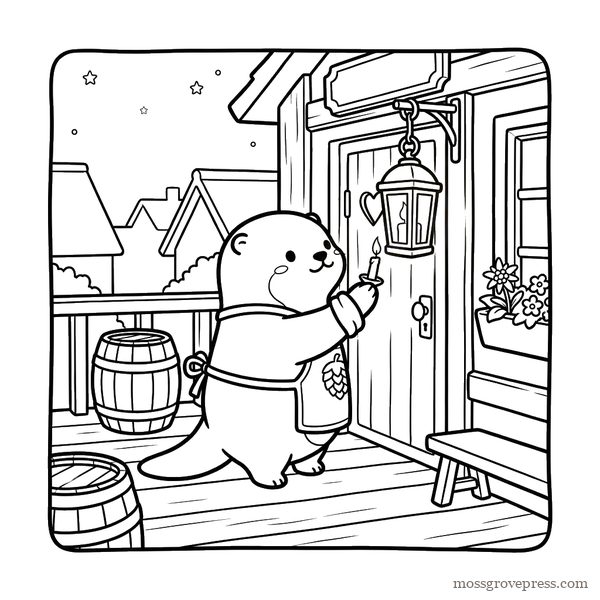 Market Day in Edelhollow, inside page, line art