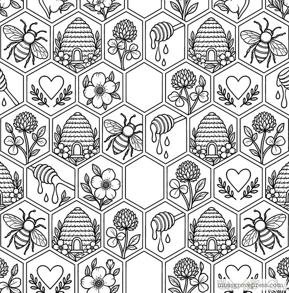Cozy Cottagecore, inside page, line art