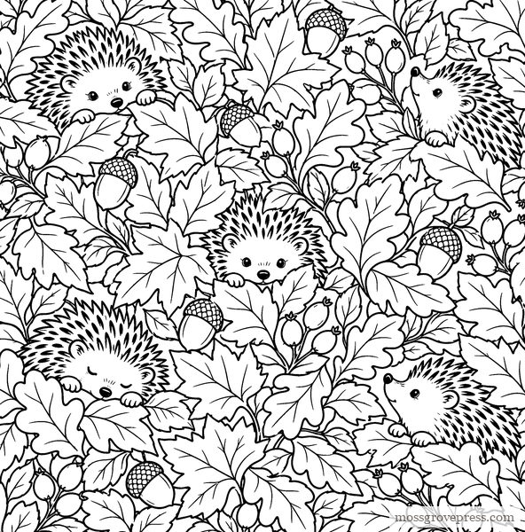 Cozy Cottagecore, inside page, line art