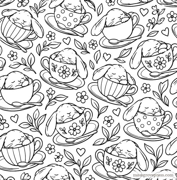 Cozy Cottagecore, inside page, line art