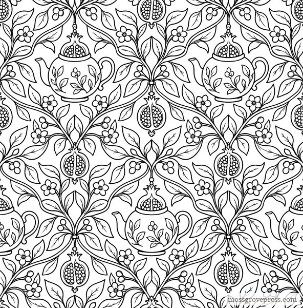 Cozy Cottagecore, inside page, line art